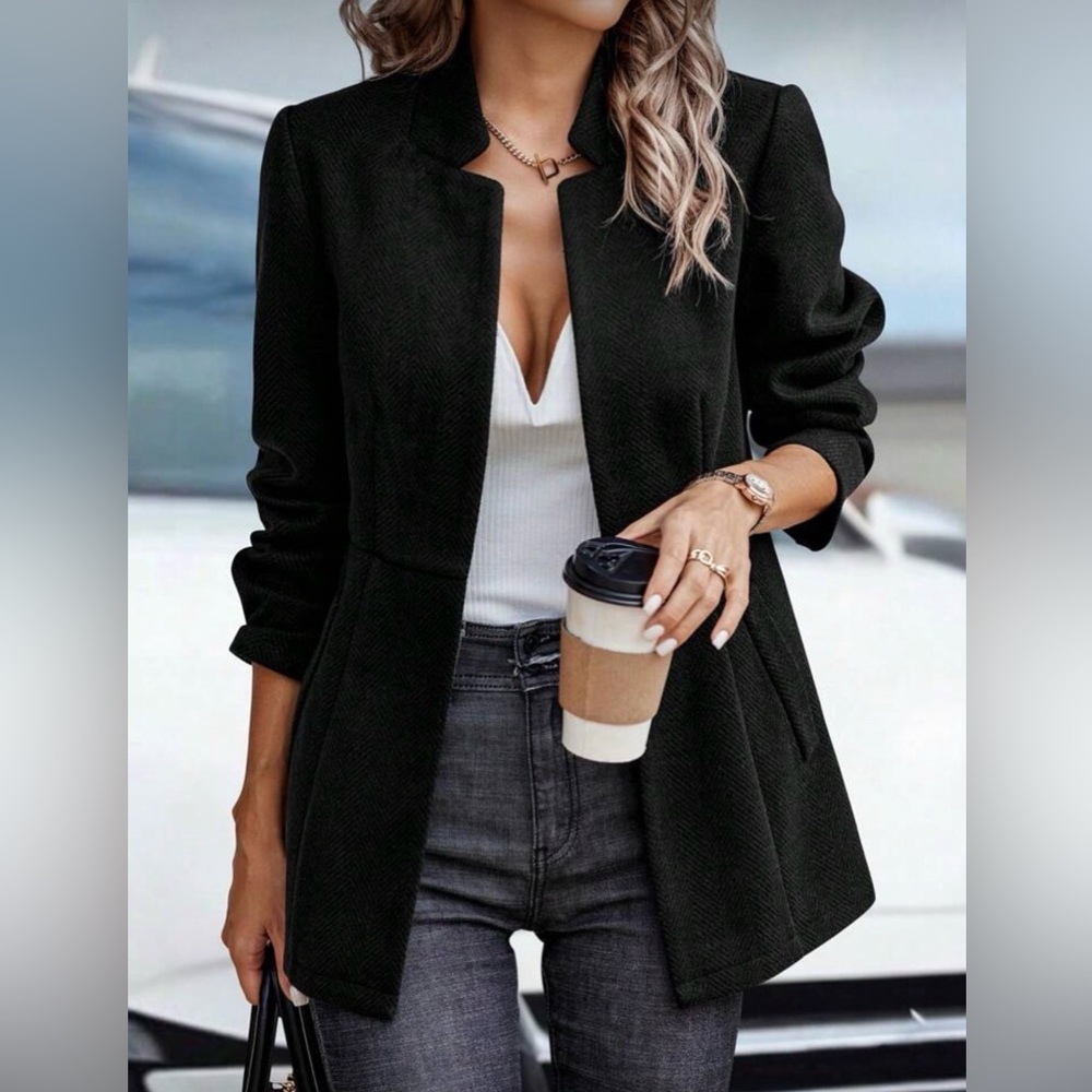 BellanBlue Black Open-Front Blazer Jacket